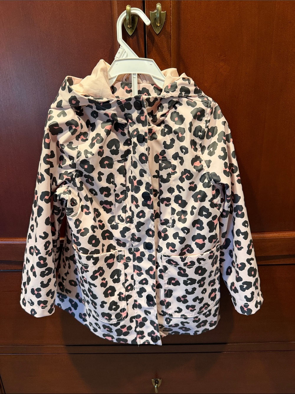 Urban Republic Pink Leopard Print Hooded Raincoat 4T